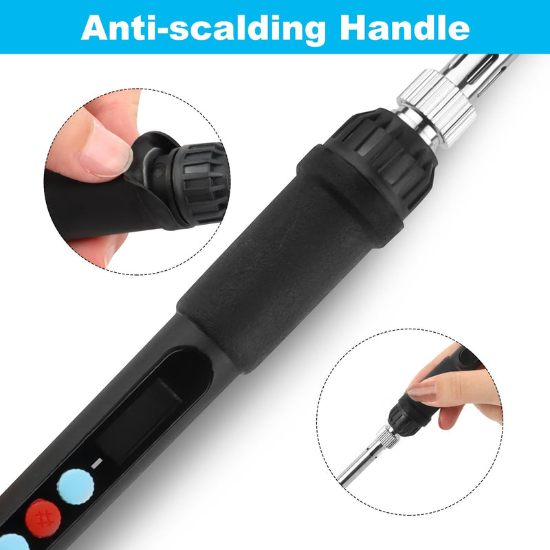 VFANDV Soldering Iron Set, 60 W Soldering Set with Adjustable Temperature Switch 200 °C - 500 °C with On/Off and 10 g Soldering Wire, 5 Soldering Tips, Soldering Iron Stand, Wired Soldering Iron for