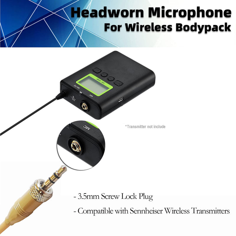 [AUSTRALIA] - Headset Microphone Discreet Headworn Ear Hook Earset Over The Ear Mic for Sennheiser Wireless Transmitter, Ideal for Lectures, Live Performance, Theater, Podcasts – Beige 