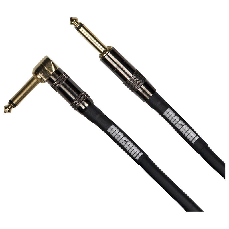 Mogami PLATINUM GUITAR-06R Instrument Cable, Gold 1/4" TS Right Angle to Straight Plug, 6 ft. 6 Foot