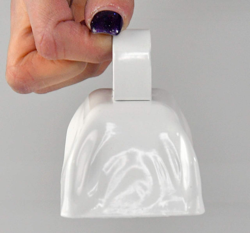HOME-X Set of 12 Cowbells, Sporting Event Bells, Cheering Bells, Party Noise Makers, School, Reception Desk, Counter Bell, White, 3” L x 2 3/8” W x 3” H