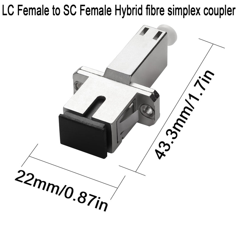 QIANRENON LC Female to SC Female Hybrid Fibre Optic Adapter Coupler SM 9/125μm LC/UPC to SC/UPC Simplex Fibre Optic Connector Socket, for FTTH Connection to Extend LC-SC Patch Cord Pigtail