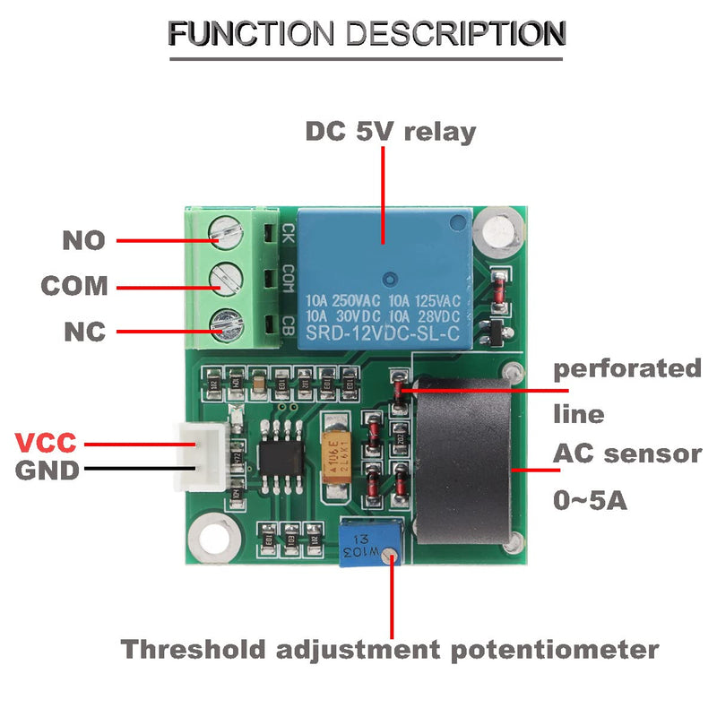 [AUSTRALIA] - Youmile Current Detection Sensor AC Current Sensor Module 5V 12V 24V 0-5A Adjustable Relay Protection Module Overcurrent Protection Switching Output with Screwdriver (12V) Pack of 2 