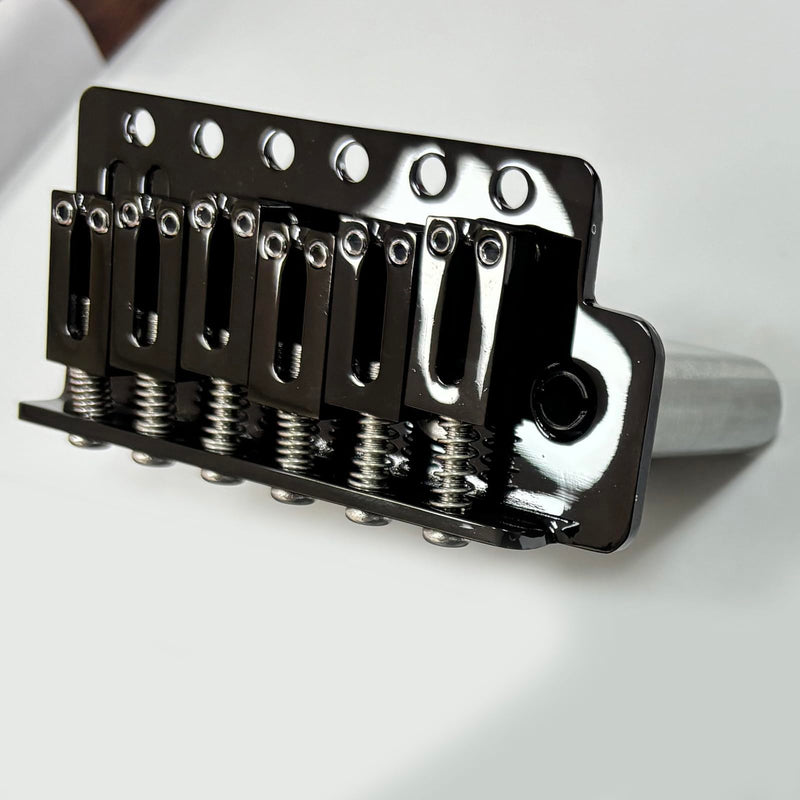 10.5mm Electric Guitar Bridge 6 Point tremolo bridge Zinc Alloy Block Saddles Stainless Steel Plate Compatible with Stratocaster Start Guitar Replacement Parts (Glossy Black)