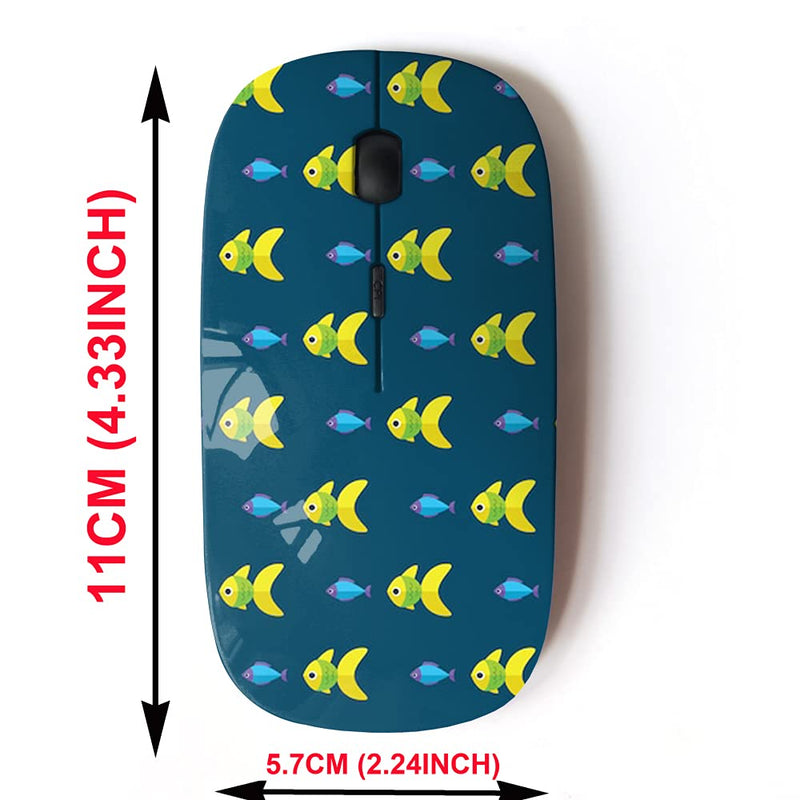 2.4G Wireless Mouse with Cute Pattern Design for All Laptops and Desktops with Nano Receiver - Fish Pattern Ocean
