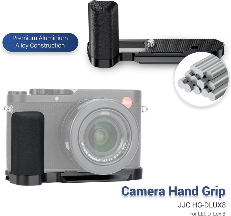 [AUSTRALIA] - D-LUX8 Handgrip, L-Shape Bracket Handle for Leica D-LUX8 D-LUX 8 Camera, with Built-in Arca Quick Release Plate & Battery Compartment Opening, DLUX8 Hand Grip Holder Anti-Slip Microfiber Pads Design 