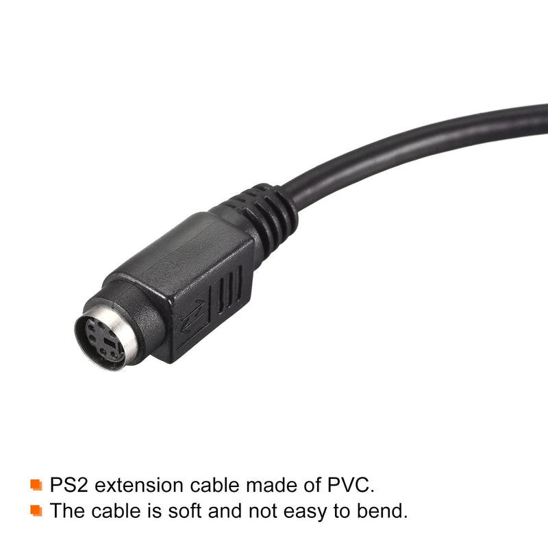 [AUSTRALIA] - MECCANIXITY PS/2 Mouse and Keyboard Extension Cable 6 Pin 1.64 Feet Male to Female for PC Black 