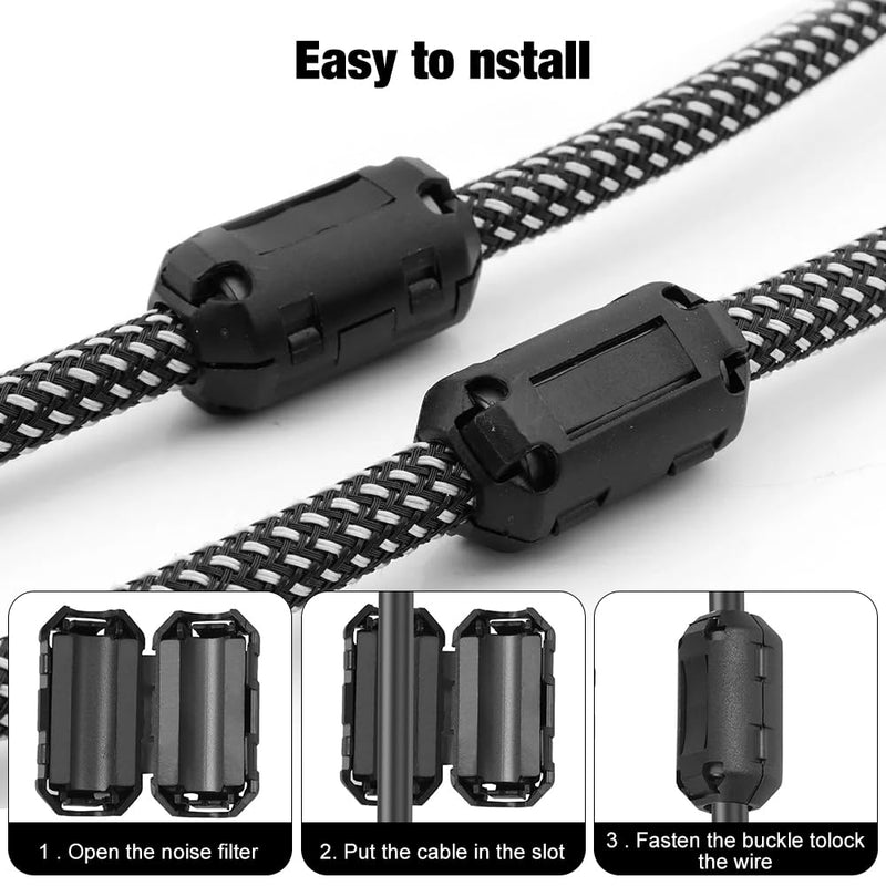 Riisoyu Pack of 40 Ferrite Cores for Cables, Ferrite Ring Core Folding Ferrite Ferrite Clip-on Ferrite Ferrite Cable Clamp for Cable RFI, EMI 3/5/7/9 mm Inner Diameter, Black