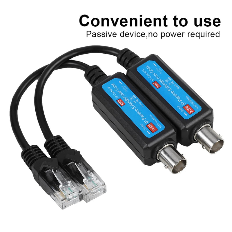 [AUSTRALIA] - Coassiale Digitale, 10 / 100Mbps 1CH Ricevitore del Trasmettitore Coassiale di IP Passiva per Telecamera NVR IP (1Pair) 