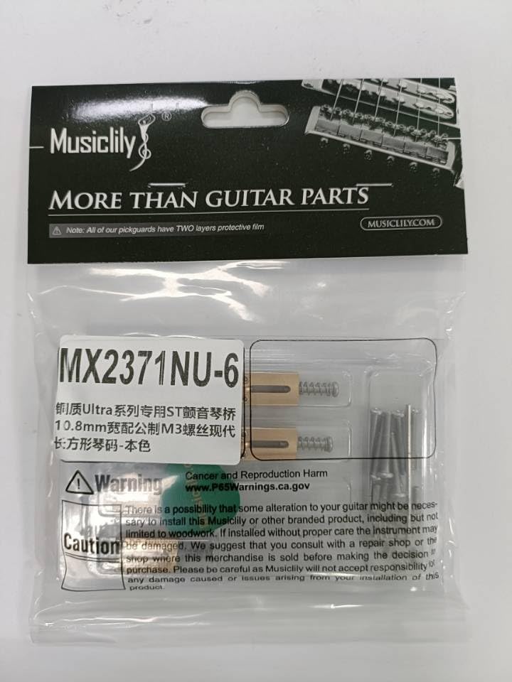 [AUSTRALIA] - Musiclily Ultra 10.8mm Guitar Bridge Saddles Brass Tremolo Bridge Saddle for Stratocaster Strat ST Telecaster Tele TL Style Electric Guitar, Original Color (Set of 6) 