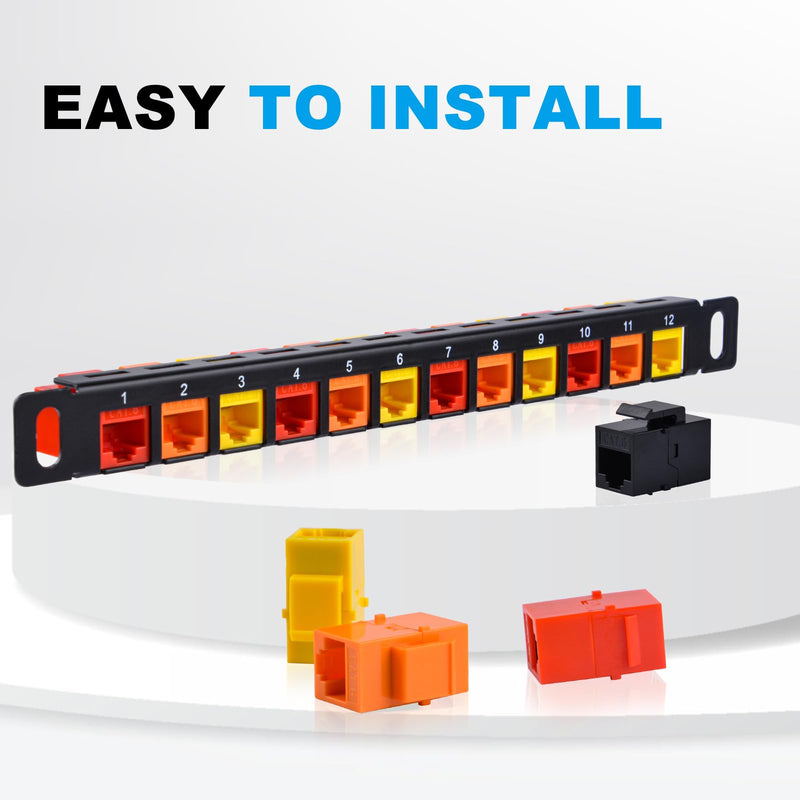 [AUSTRALIA] - GeeekPi 10" 0.5U-12-Port Blank Keystone Patch Panel with Cat6 RJ45 Keystone Socket for DeskPi RackMate T0/T1/T2 Network Cabinets/Server Rack 