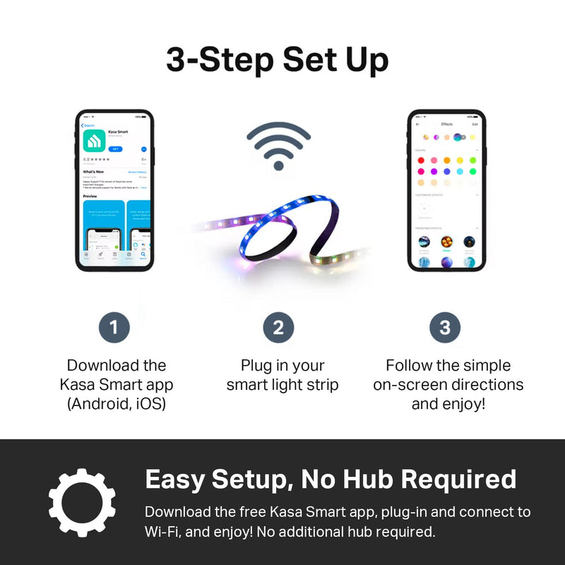 [AUSTRALIA] - Kasa Smart LED Light Strip, 50 Color Zones RGBIC, 16.4ft Wi-Fi LED Strip Works w/ Alexa, Google Home & SmartThings, High Brightness, 16M Colors, PU Coating, Trimmable, 2 Yr Warranty (KL420L5) 16.4 ft. 