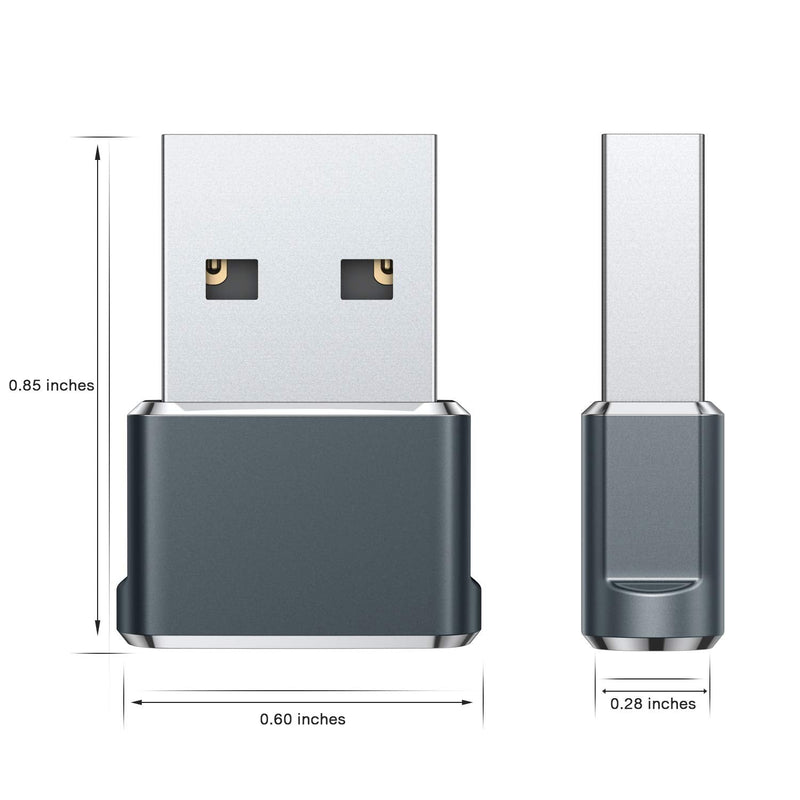 Basesailor iPhone 16 15 Pro Max Car Charger Adapter 4Pack,USB to USBC Adapter Type C Female to A Male Converter for Airpods 4,Apple Watch 10/iWatch,iPhone 14 13 Plus,iPad Mini 7,Samsung Galaxy S24 A54 Gray