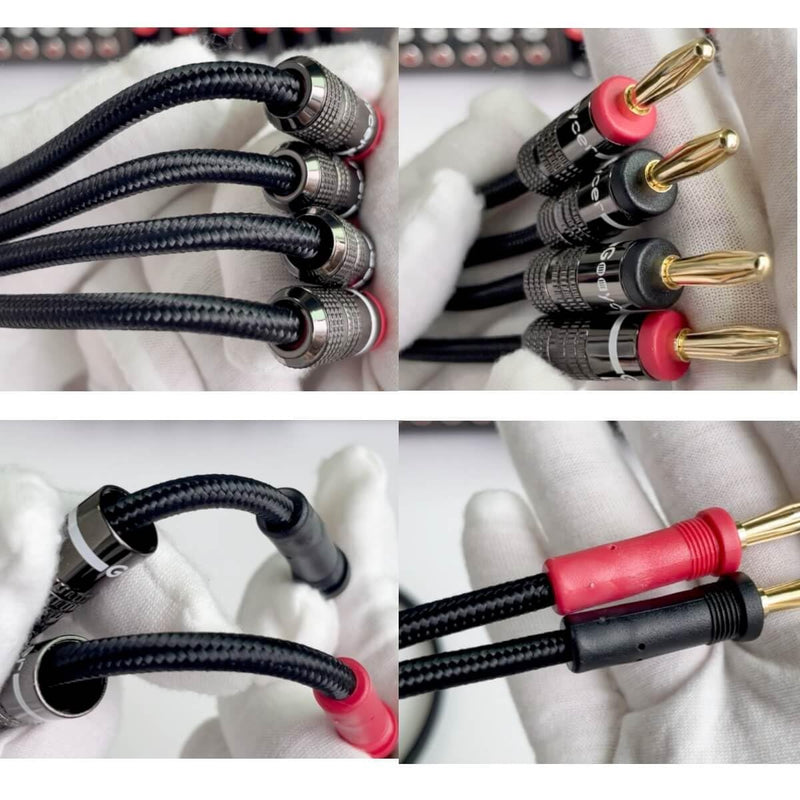 10Feet Speaker Cable with Banana Plugs,14 Gauge Oxygen-Free-Copper (OFC) Speaker Wire（10FT/One Cable） 10FT/3M, One Cable