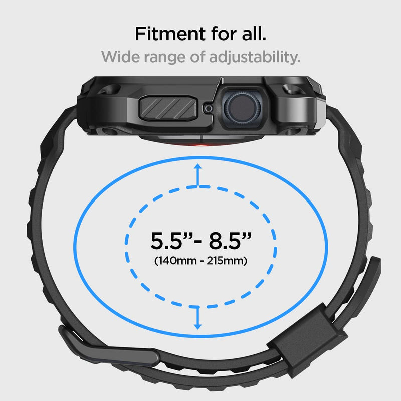 Spigen for Apple Watch Series 9/8/7 45mm Band with Case | Tough Armor Pro Metal Durable Metal Protective Cover Strap with Secure Fit Black
