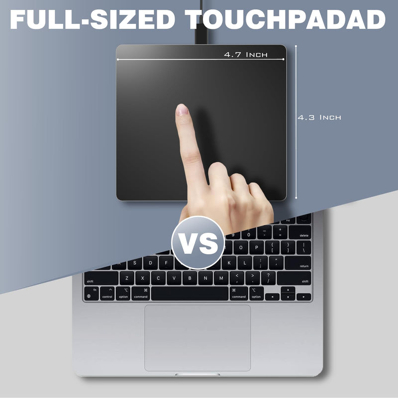 Doohoeek Ultra-Slim Aluminum Wired Touchpad, Large Touch pad with Glide Surface for Windows 10/11, Portable Trackpad with USB-C Nylon Cable for Laptop/Desktop