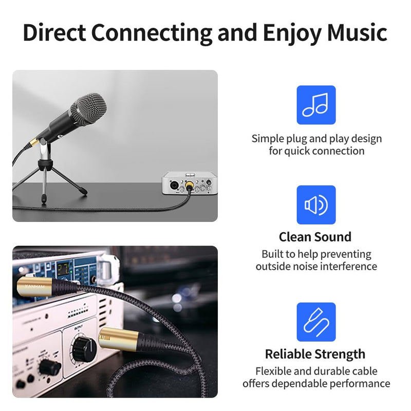 XLR Cable 16 Feet/5 Meter 2 Pack 3 Pin Microphone Female to Male Balanced Shielded Cable, Fibre Braiding with 22AWG Oxygen-Free Copper(OFC) Mic Cord for Speaker and Audio System 16ft(5 meter)