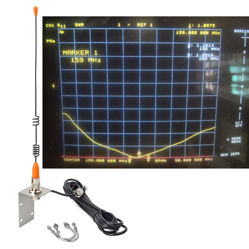 HYS VHF Marine Band (156-158 MHz)&Weather Frequencies (162 MHz) Antenna | W/16.4ft(5m) RG58 Low Loss Premium Coaxial Cable With PL259 for Standard Truck Horizon Cobra Icom VHF Marine Mobile Radio