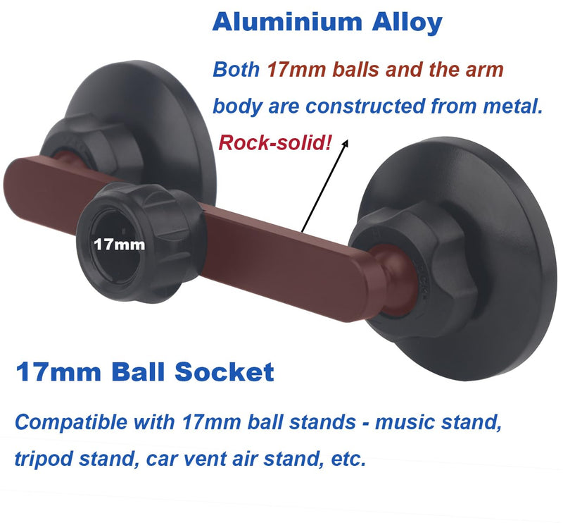 17mm Dual Strong Magnetic Phone Mount Holders for Car Vent/Vlog Stands | 2-in-1 Adjustable Mount for MagSafe & All Phones, with 2 Metal Rings (Metal Upgrad Arm for Superior Strength)