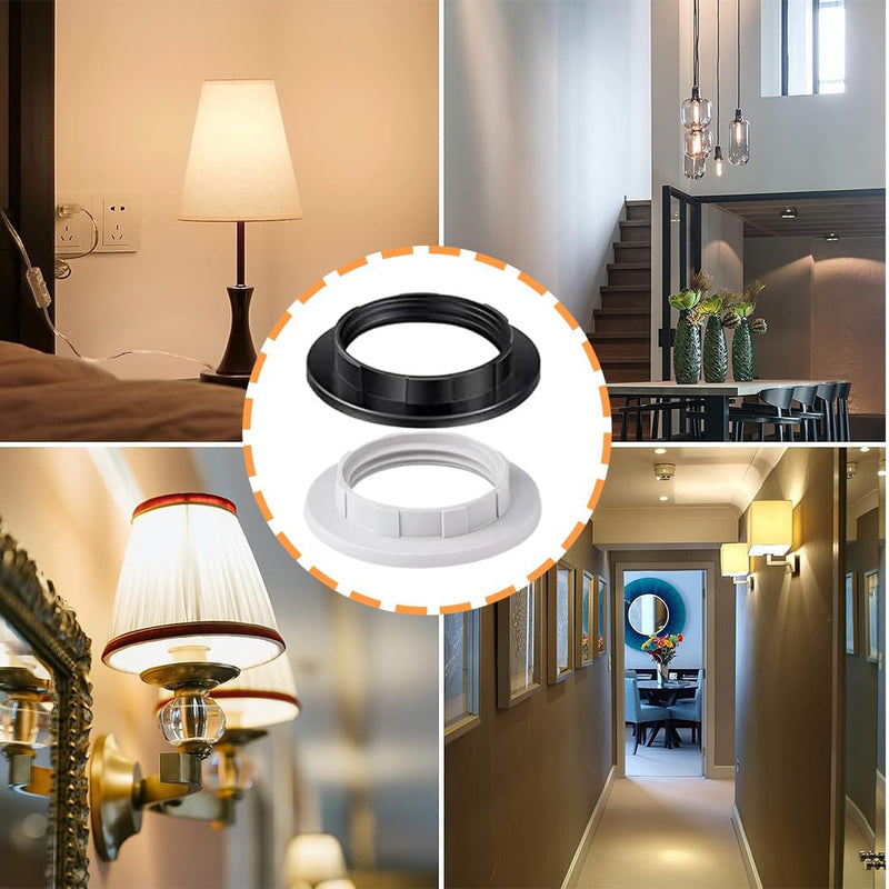 [AUSTRALIA] - Set of 10 Screw Rings for Lamp Holder, Heat Resistant Thread Ring for Lampshade or Glass Shade, Plastic Lamp Holder, E27 Screw Ring for Lamp Holder, Heat Resistant Thread Ring 