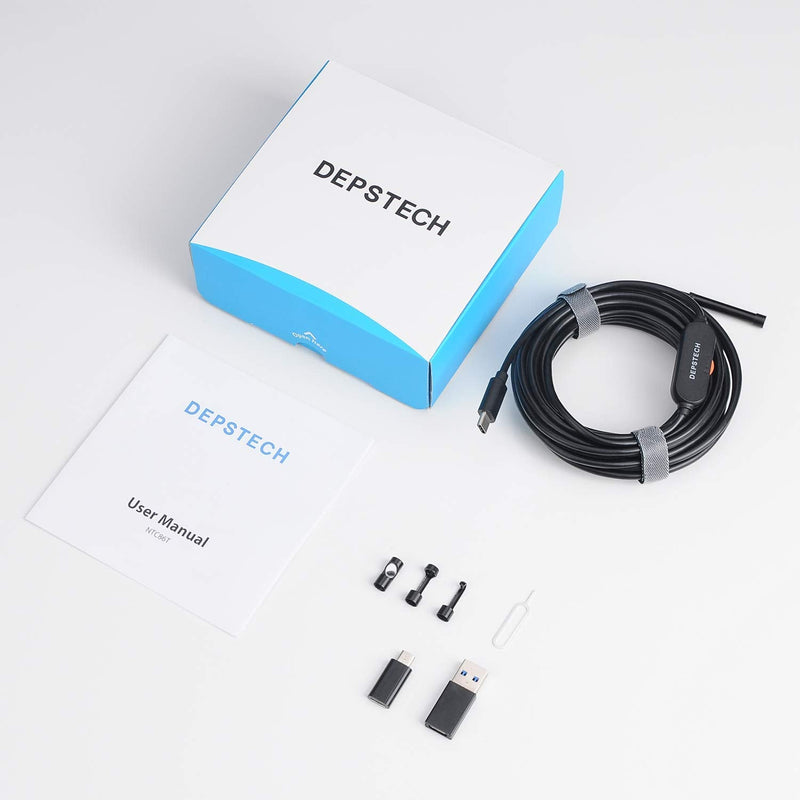 [AUSTRALIA] - DEPSTECH USB Endoscope, 720P IP67 Waterproof Borescope, 5.5mm Snake Inspection Camera, Type-C Scope With 16.5ft Semi-Rigid Cable, 6 LED Lights, Compatible With OTG Android Phone, PC 