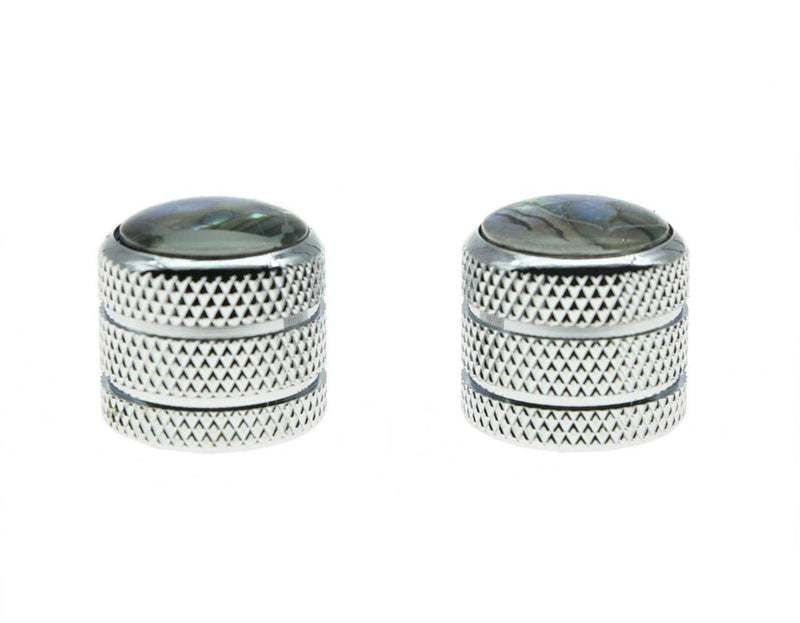 KAISH Chrome Set of 2 Push on Fit Abalone Top Guitar Knobs Dome Knobs Bass Knob for Tele/Telecaster