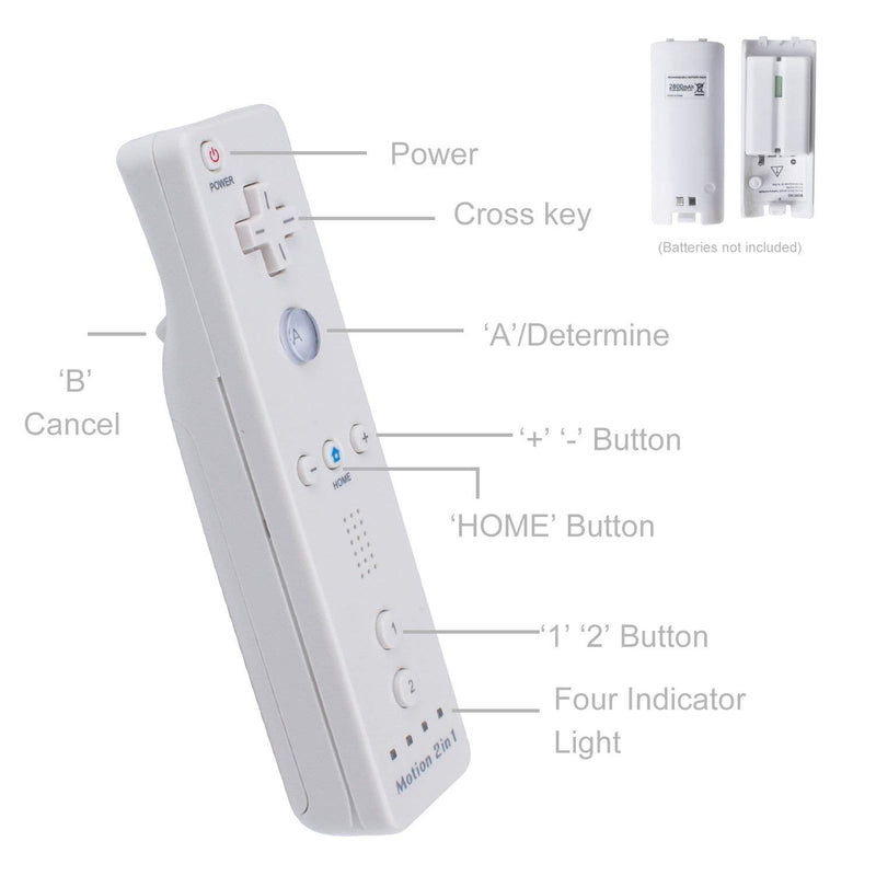 Wii Remote with Wii Motion Plus Inside | Shock Wii Nunchuk Controller | Compatible Nintendo Wii, Wii U White, 1 pack