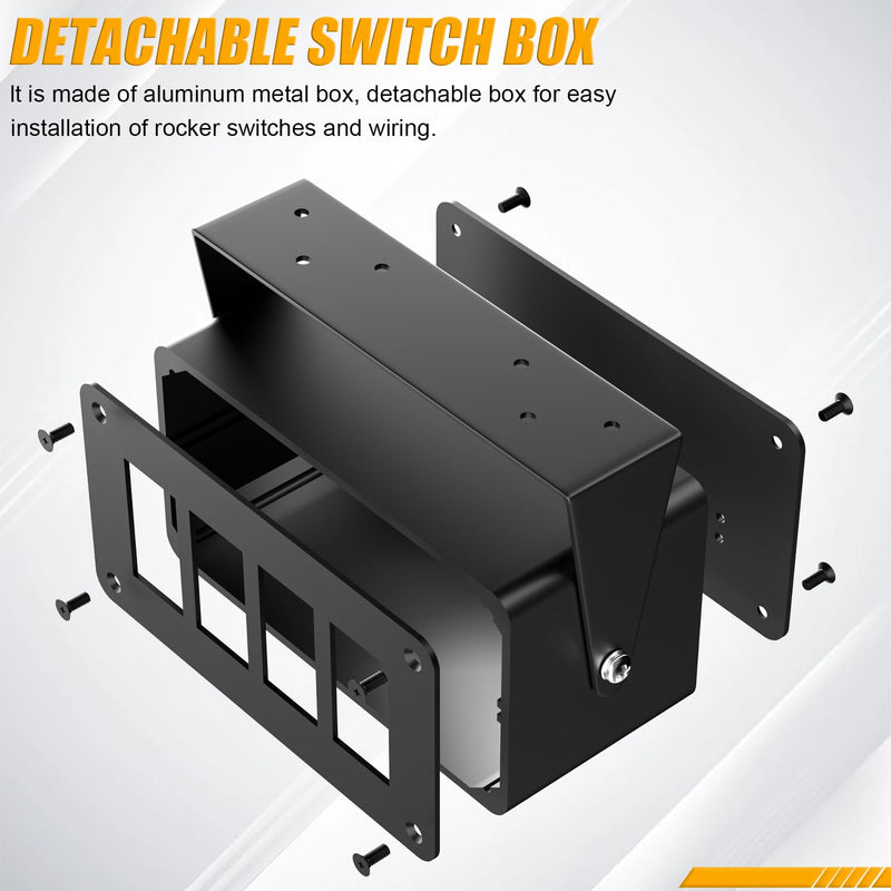[AUSTRALIA] - Rocker/Toggle Switch Box - 4 Gang Switches Installation housing for Pickup Truck Car UTV Off Road Marine… (Medium-4 Gang) Medium-4 Gang 