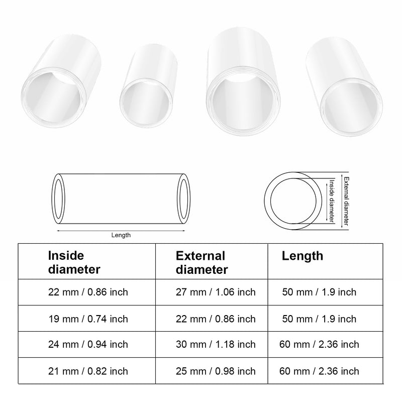 [AUSTRALIA] - Multisize Glass Guitar Slide for Electric and Acoustic, 8pcs Guitar Slides Includes Extra Large, Large, Small, Medium Sizes, Ideal for Resonator, Knuckle, and Tube Playing multisize clear 