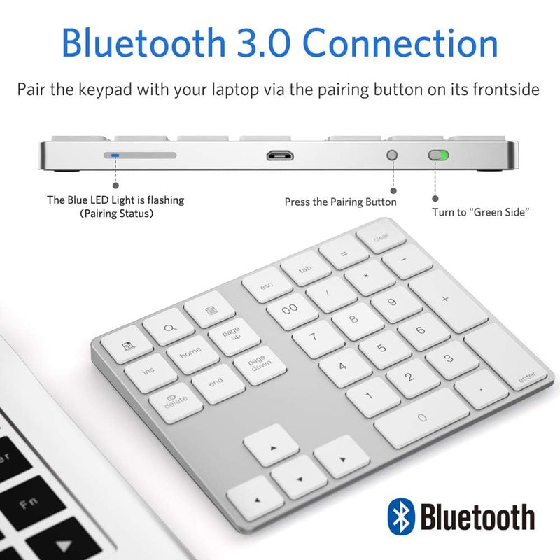 JOYEKY Wireless Number Pad Bluetooth Numeric Keypad for Laptop | Number Pad for Laptop,USB-C Rechargeable,34-Keys Bluetooth Numeric Keypad