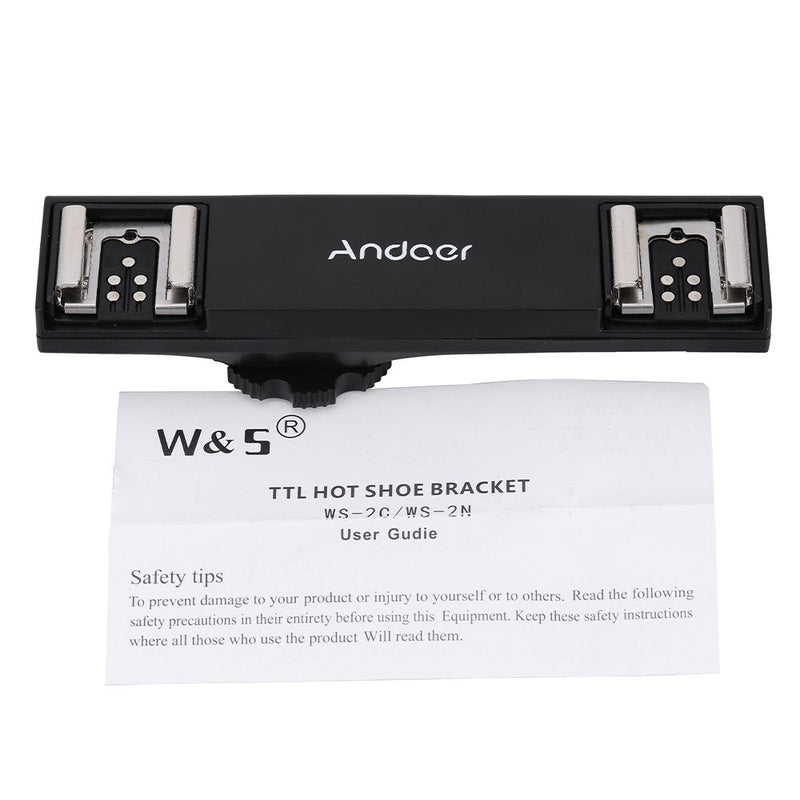[AUSTRALIA] - Andoer Dual Hot Shoe Flash Light Speedlite Bracket Splitter for Canon 7DII 70D 5DR 5DRS 5DIII 6D DSLR Camera Camcorder 