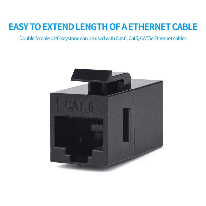 60 Pack Rj45 Coupler Cat6 Cat5 Cat5e Keystone Jack, Black | Network Cable Couplers Extender Adapter Wall Inline Patch Panel Connectors 60Pack Cat6 UTP