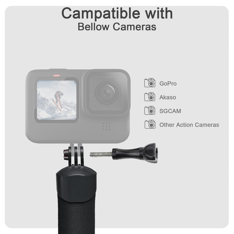 FitStill Waterproof Monopod Floating Hand Grip Snorkeling Selfie Pole Stick +Steel cored Safety Wrist Strap Rope for Go Pro Hero 12/11/10/9/8/7/6/5 Max Session DJI Osmo and Other Action Cameras