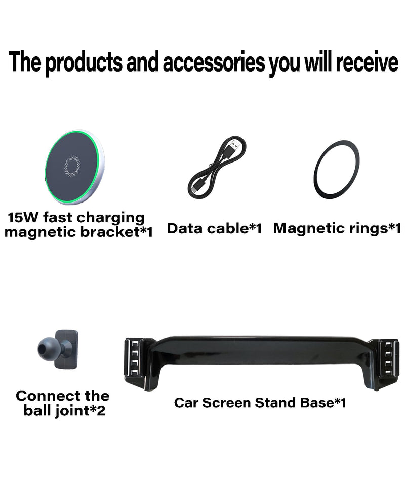 Car Phone Mount for Nissan Rogue 2021 2022 2023 9" Screen Accessories | MagSafe 15W Fast Wireless Charger Cell Phone Holder,360° Rotatable 3D Fit Navigation Clip-On Cradle,will Not Block Air Vents fit for 2021-2023 Nissan Rogue(9 Inch Screen)