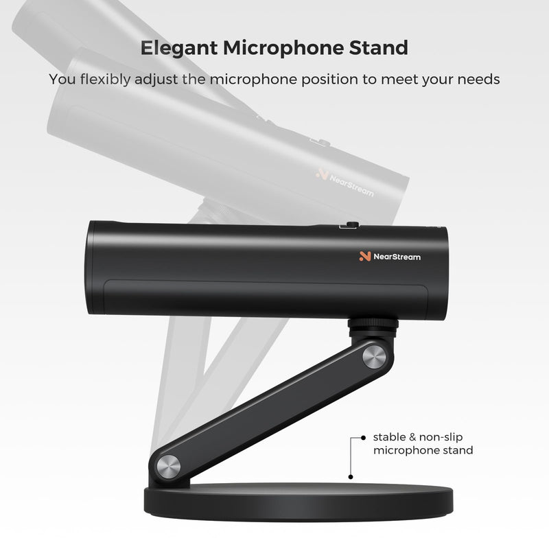 NearStream USB Condenser Microphone for PC, Camera, Podcast Microphone with Desk Stand for Record, Stream, 8 Mic Array/Noise Canceling/3 Polar Patterns/Monitoring/Volume Control, Studio Mic AM10U