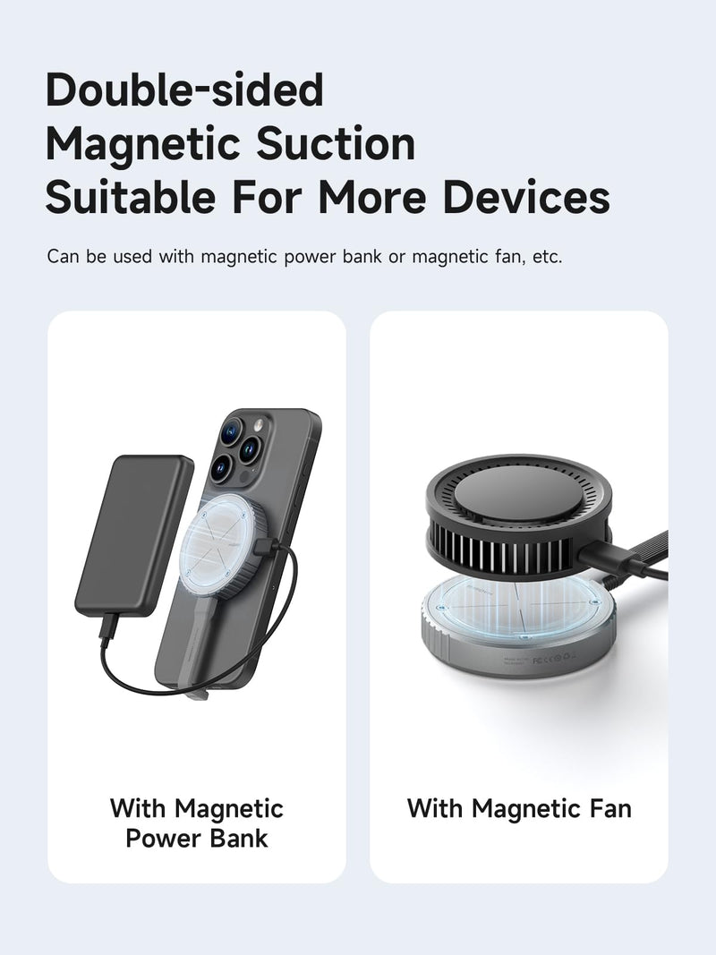 Hagibis Magnetic M.2 2230 NVMe SSD Enclosure with Magsafe for iPhone 17 16 15 Pro Max ProRes, USB C 3.2 Gen2 10Gbps to NVMe Adapter, Aluminum External SSD Case for MacBook, iPad Pro, Android (MC100) MC100
