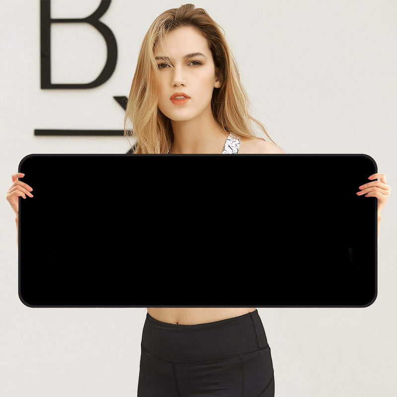 Large Gaming Mouse Pad with Nonslip Base-31.5x11.8x0.15 Inch Extended XXL Size, Heavy Thick, Comfy Foldable Mat for Desktop, Laptop, Keyboard, Consoles & More(Black) Black(800*300mm)