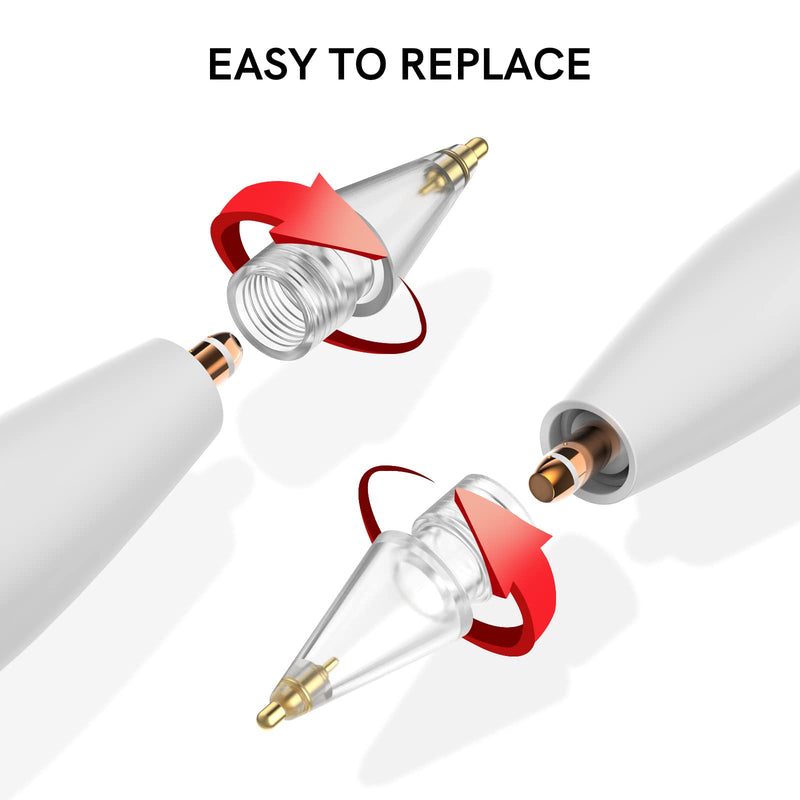 Delidigi 2 Pack Clear Pencil Tips for Apple Pencil 2nd Gen and 1st Gen, Upgraded Longer Metal Wear-Resistant Pen Like Nibs, Fine Point Precise Control Tips for Apple Pencil (Clear 1.8mm) Clear 1.8mm