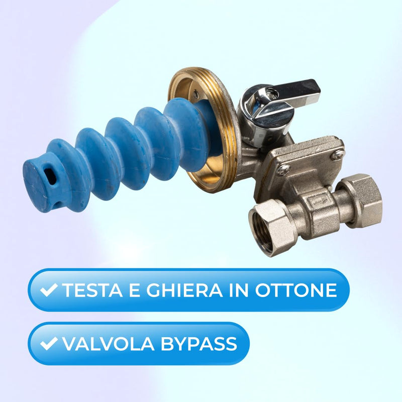 WK Rotating Polyphosphate Dispenser with Bypass, Connections 1/2 Inch, Transparent Shatterproof Pot, Limescale and Corrosion Protection for Sanitary and Sanitary Systems
