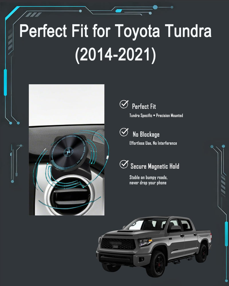 for Tundra Phone Mount 2014-2021 Magnetic Fast Wireless Charging | Custom Fit for Tundra, Strong Magnetism, Universal Compatibility, 360° Rotation, No Drill, No View Blockage, Secure Hold