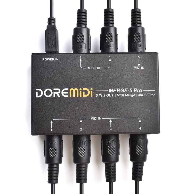 MERGE-5 Pro Can Merge Up To 5 MIDI Input Signals Into 1 MIDI Data Stream Can Be Output Directly Through 2 MIDI Interfaces