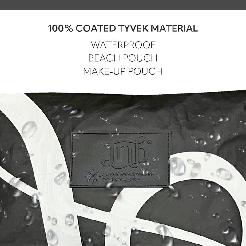 100% Coated Tyvek Material, Beach Pouch, Waterproof Pouch for Beach, Makeup Pouch, Wet Dry Bag,Clutch Black06