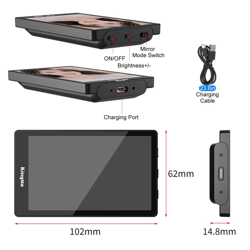 [AUSTRALIA] - King Ma Phone Vlog Selfie Monitor Screen for Samsung - Sync Back Camera to Selfie Screen with Magnetic Phone Clip & Bluetooth Remote for Vlog Live Streaming TikTok,Supports up to UHD 60FPS Recording PH01-H-KMUS 
