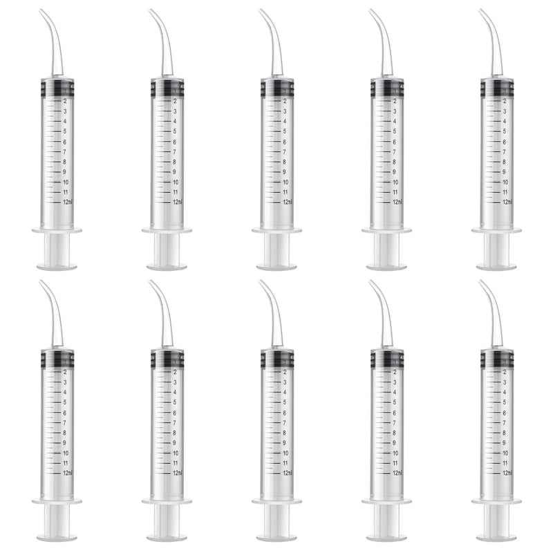 [AUSTRALIA] - Molain Oral Dental Syringe Measurement 10 Pieces 12 ml Ear Cleaning Solution Empty Bottles Adapter Extraction Hook Syringe Removal Tube with Curved Tip Watering Dropper Picks Dental Care 