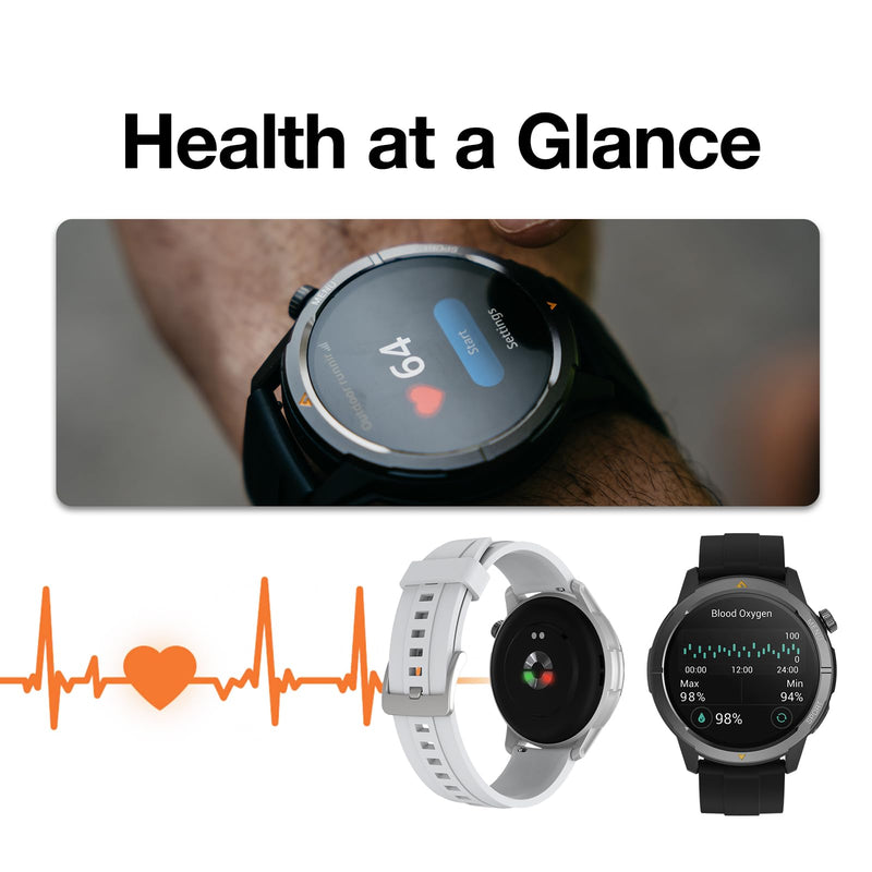 AGM Legion Rugged Smart Watch for Men, Waterproof, Shockproof & Drop-Proof | 5ATM, 100+ Sports Modes, Bluetooth Calling, Compass, Barometer & Altimeter, 1.43" AMOLED Display, Heart Rate & Sleep Tracking