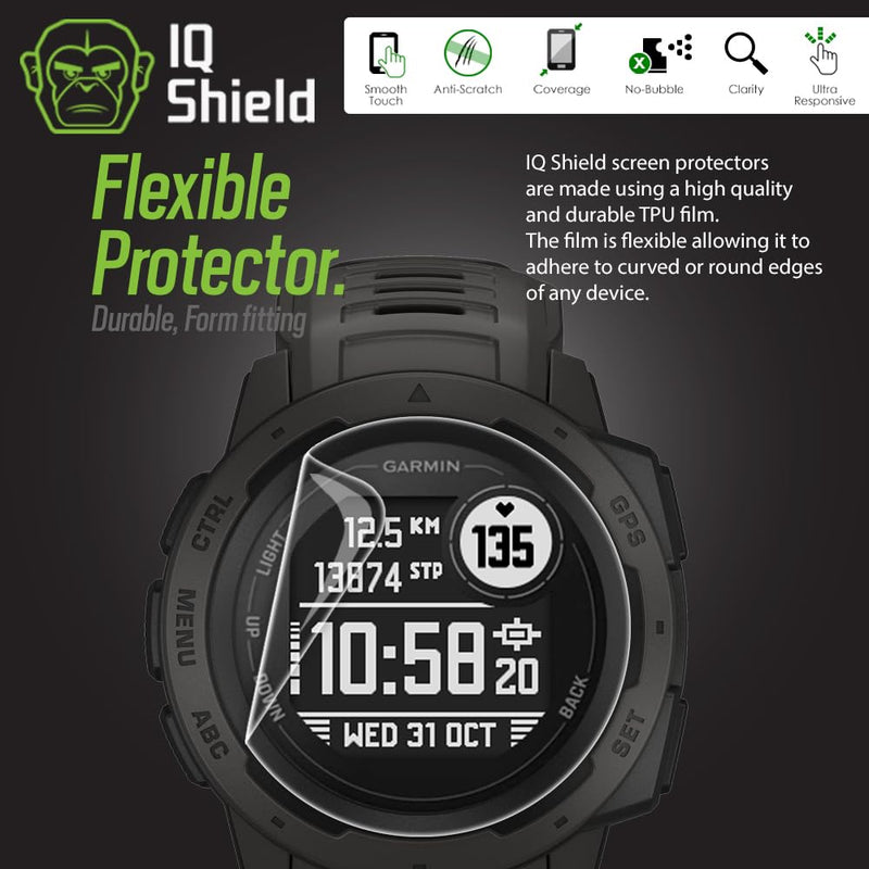 IQShield Screen Protector Compatible with Garmin Instinct Solar/Garmin Instinct (6-Pack) LiquidSkin Anti-Bubble Clear TPU Film