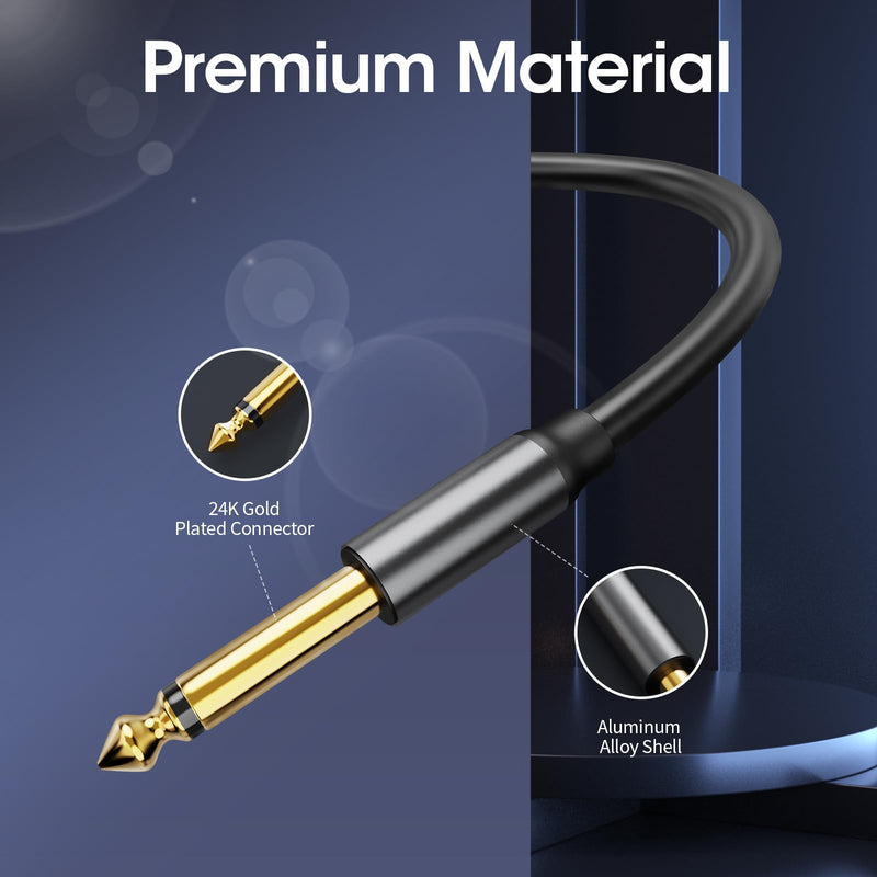 [AUSTRALIA] - Guitar Cable 10Ft, 1/4 Inch Instrument Cable, Soft Durable Electric Guitar - AMP Cord for Bass, Amplifier, Pedals, Guitar Chord with Improved Tin Plated Copper Core,Noise Free Black 10 Ft. 