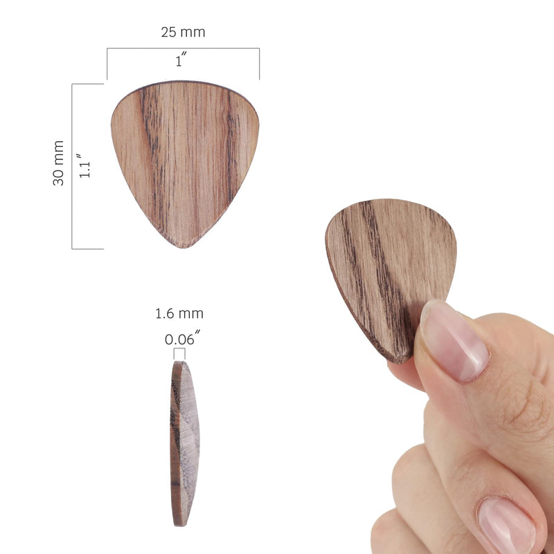 12 Pack Wood Guitar Picks - Guitar Picks for Acoustic and Electric Guitar, 1.6mm Thickness, Heavy Thickness Guitar Pick, for Bass Guitar, Ukulele
