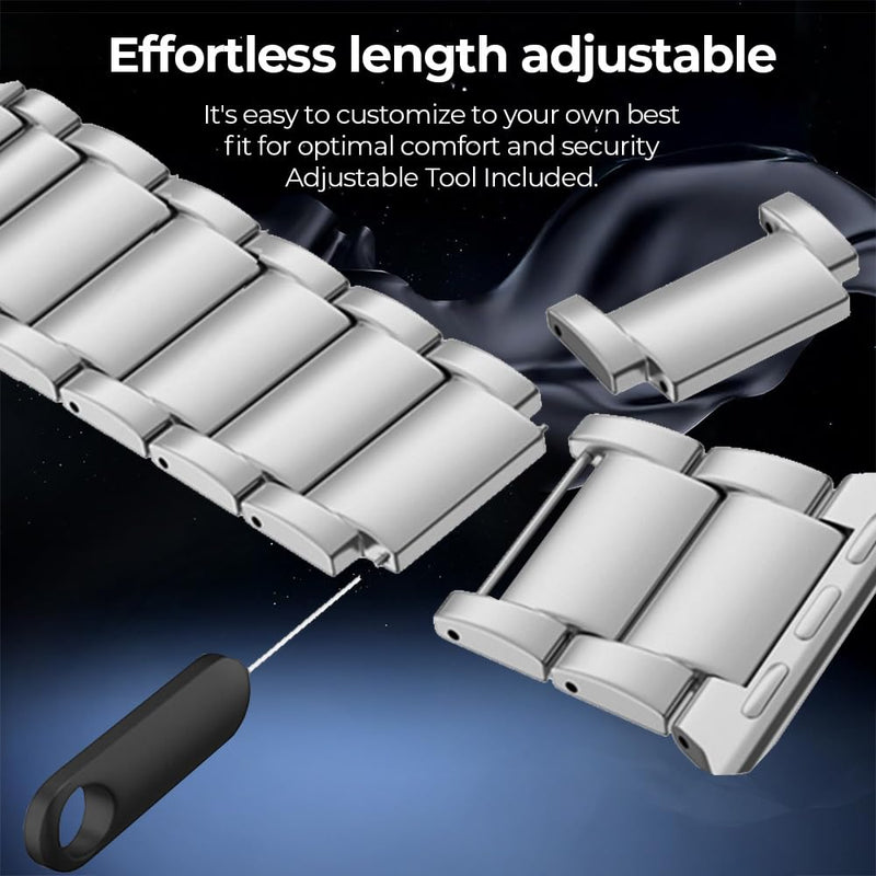 Titanium Metal Band Strap for Fitbit Versa 4 3 &Sense 2 1 Accessory | 40% Lighter than Steel,Hypoallergenic,Corrosion Resistant,Durable,Fits wrist 5.9"-8.6",Length Adjustable,Secure Clasp,for Men Sliver 20mm
