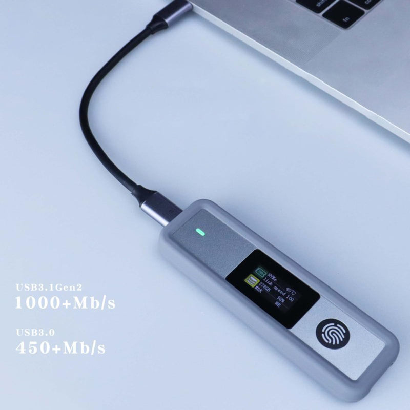 NVMe SSD Enclosure Support Visual LCD Fingerprint Encryption USB3.2 for Efficient Data Transfer External Enclosure