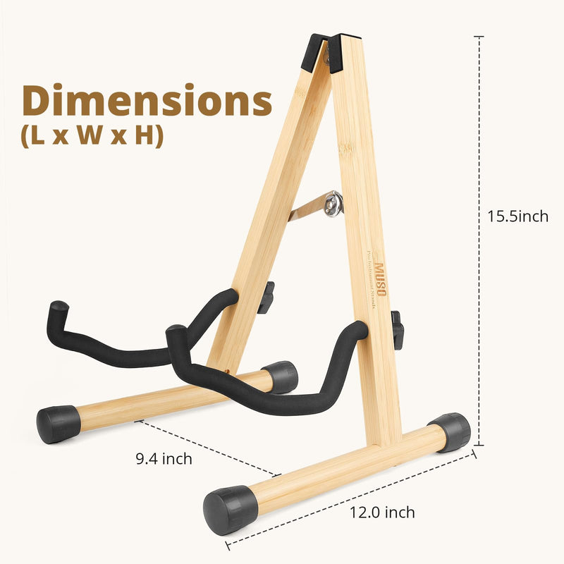 MUSO Guitar Stand,Acoustic Guitar Stand,Wood Classical Electric Guitar Stand,Foldable Bass Guitar Stand,Guitar Accessories also fit Bass,Violin,Ukulele (Bamboo) Bamboo
